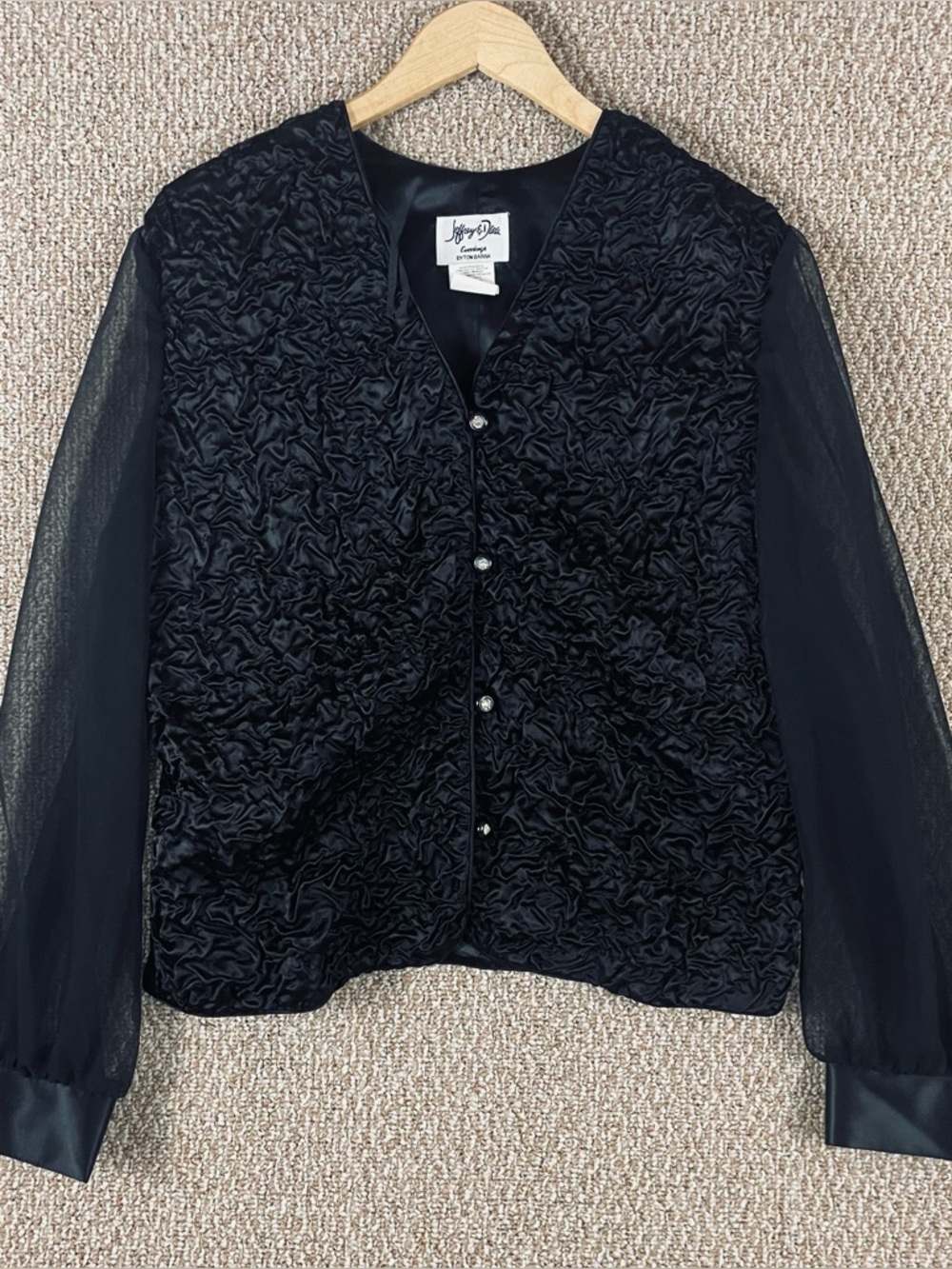 Jeffrey Dara Tom Barra Jacket 14 Evening Black Sheer Fairy Goth Whimsical E228